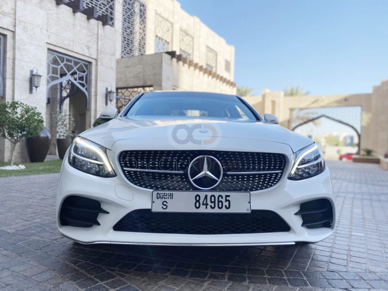 White Mercedes Benz C300 2019 for rent in Dubai 2